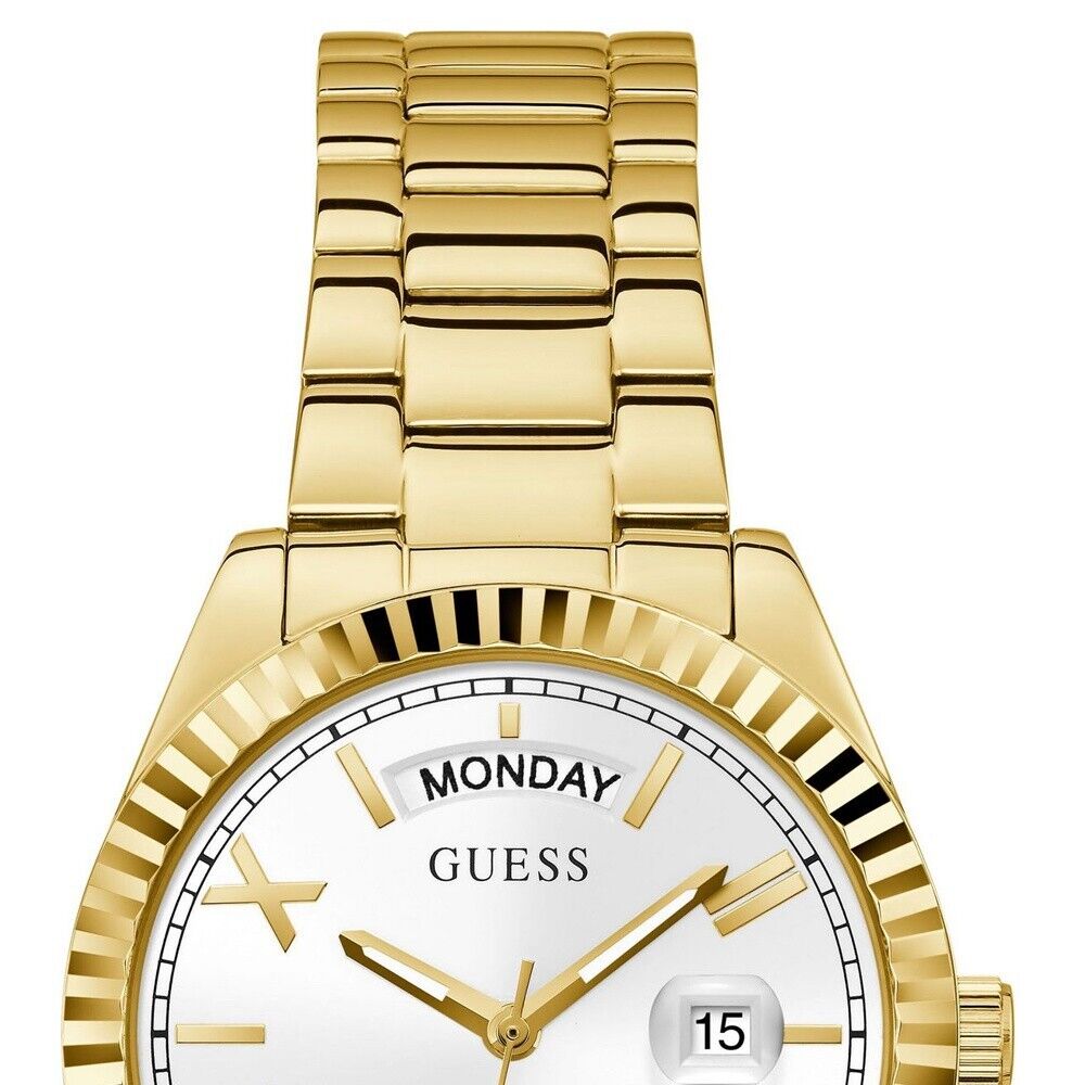 Guess Luna White Dial Gold Steel Strap Watch for Women - GW0308L2