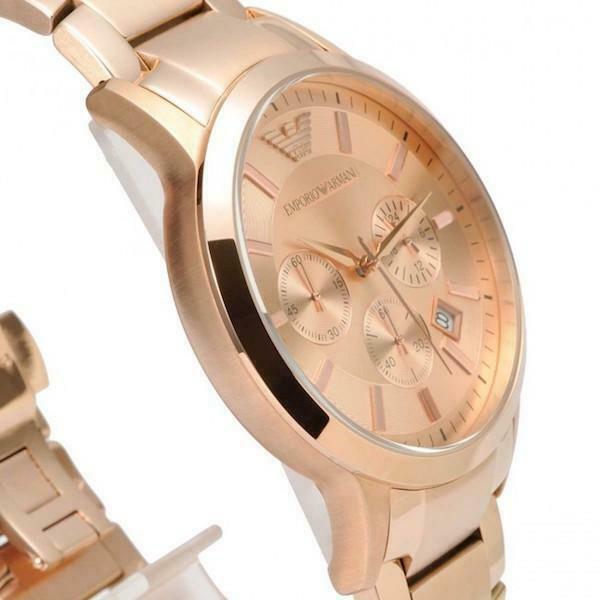 Emporio Armani Classic Chronograph Rose Gold Dial Rose Gold Steel Strap Watch For Men - AR2452