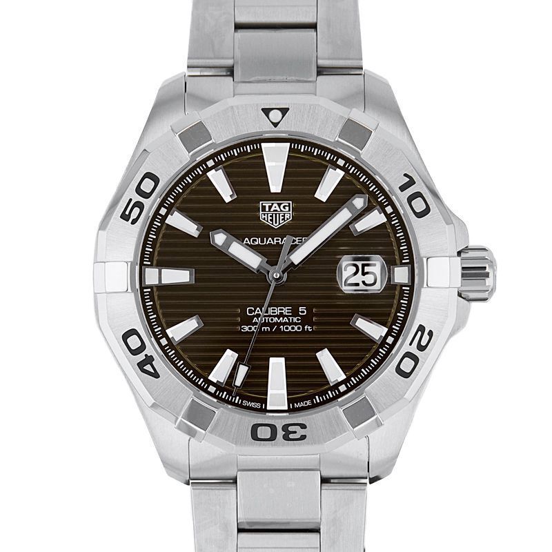 Tag Heuer Aquaracer Calibre 5 Automatic Brown Sunray Dial Silver Steel Strap Watch for Men - WAY2018.BA0927