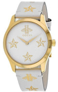 Gucci G Timeless White Dial White Leather Strap Watch For Women - YA1264096