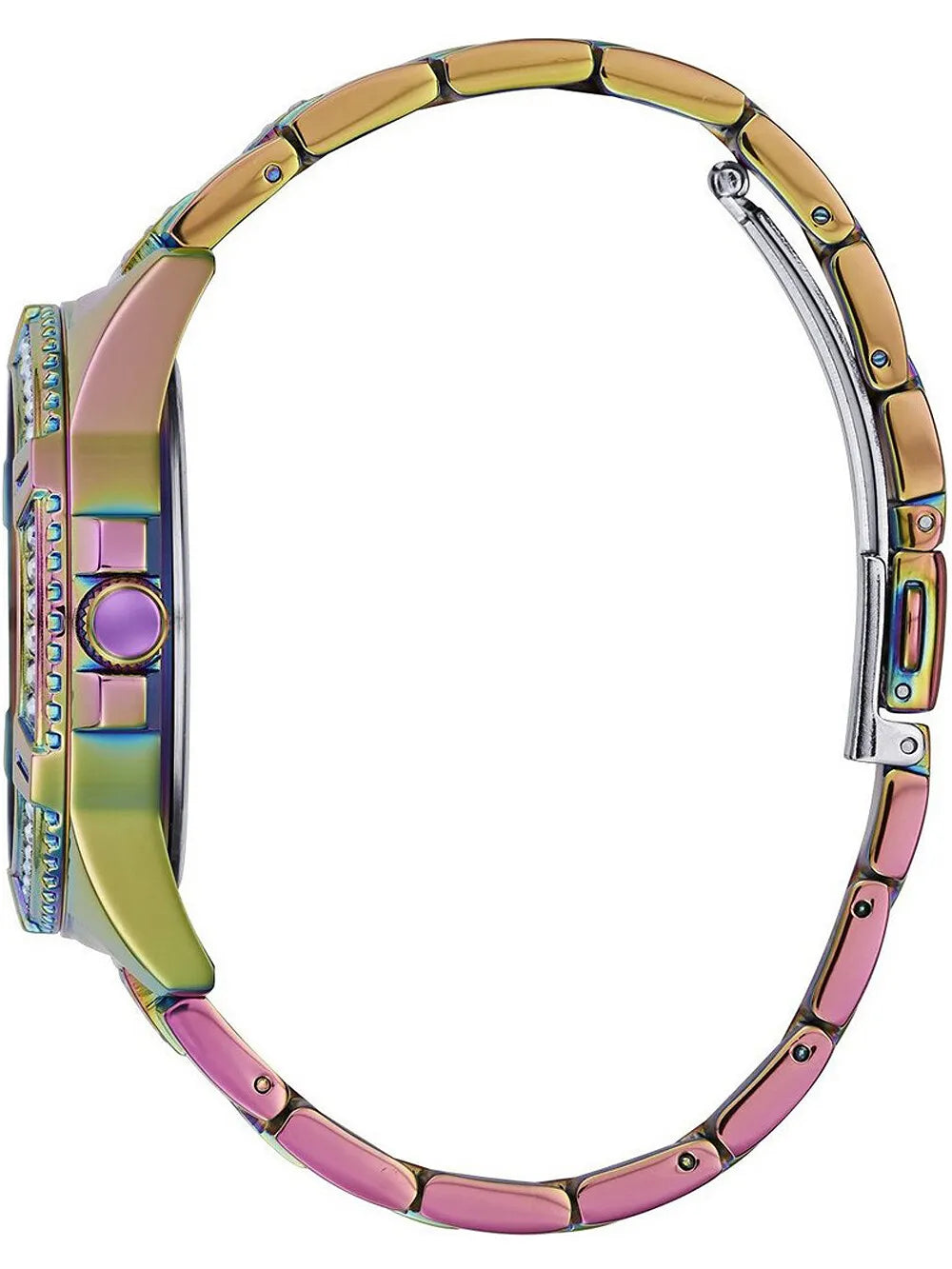 Guess Lady Frontier Diamonds Silver Dial Multicolor Steel Strap Watch for Women - GW0044L1