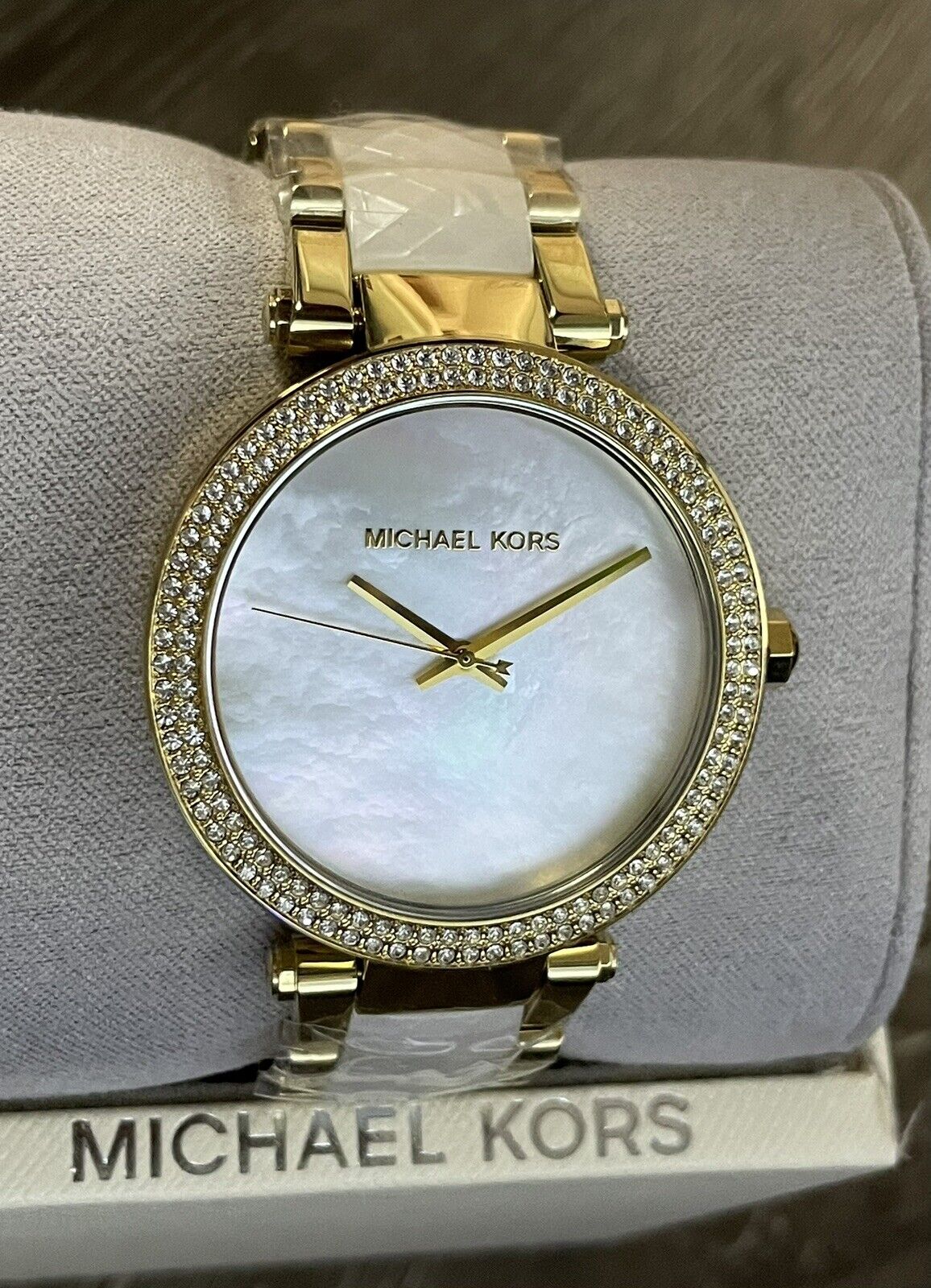 Michael Kors Parker Mother of Pearl Dial Two Tone Steel Strap Watch for Women - MK6400