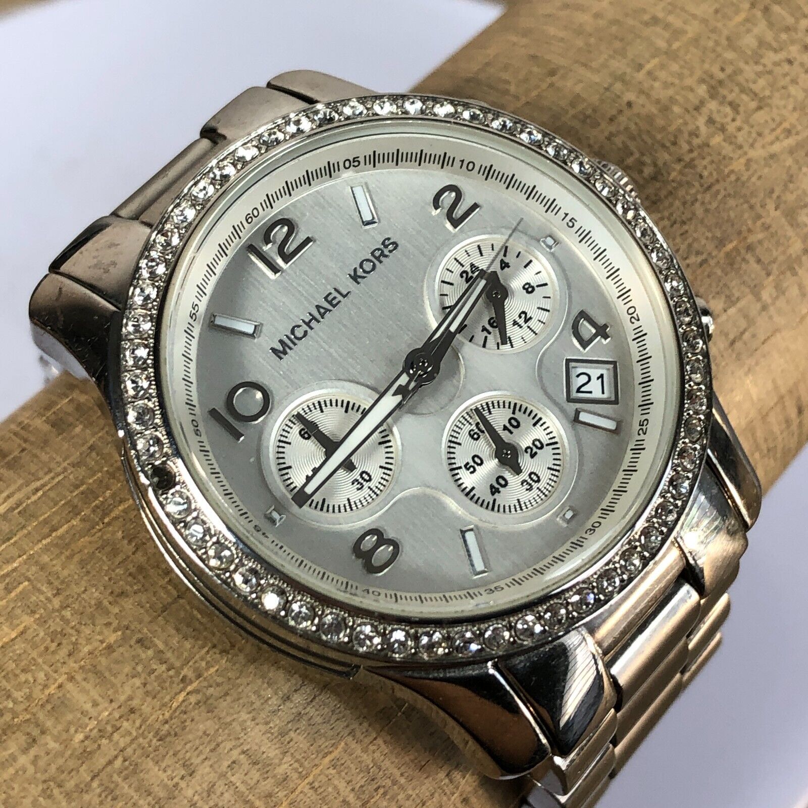 Michael Kors Brinkley Silver Dial with Diamonds Silver Steel Strap Watch for Women - MK5083