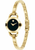 Movado Rondiro 22mm Black Dial Stainless Steel Yellow Gold Watch For Women - 0606888