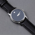 Movado Museum Black Dial Black Leather Strap Watch For Women - 2100004