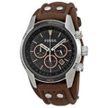 Fossil Coachman Chronograph Black Dial Brown Leather Strap Watch for Men - CH2891