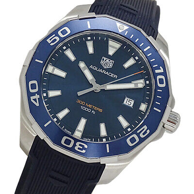 Tag Heuer Aquaracer Quartz Blue Dial Blue Rubber Strap Watch for Men - WAY101C.FT6153