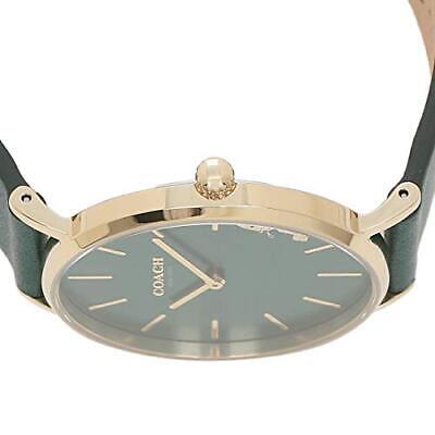 Coach Green Dial Green Leather Strap Watch for Women - 14503383