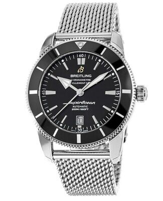 Breitling Superocean Heritage B20 Automatic 46 Black Dial Silver Mesh Bracelet Watch for Men - AB2020121B1A1