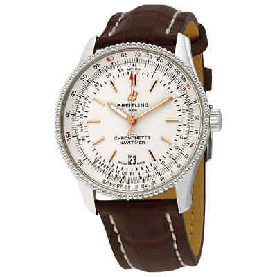 Breitling Navitimer 1 Automatic 41mm White Dial Brown Leather Strap Mens Watch - A17326211G1P1