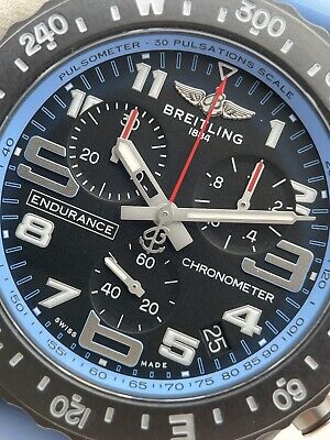 Breitling Endurance Pro Black Dial Light Blue Rubber Strap Watch for Men - X82310281B1S1