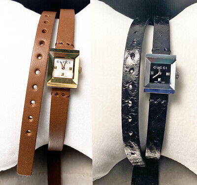Gucci G-Frame Black Leather Watch For Women - YA128526
