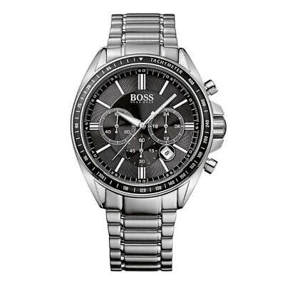 Hugo Boss Chronograph Black Dial Silver Steel Strap Watch for Men - 151080