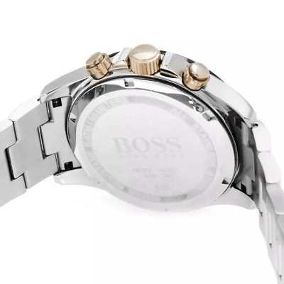 Hugo Boss Here Chronograph Black Dial Two Tone Steel Strap Watch for Men - 1513757