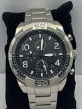 Fossil Bronson Chronograph Black Dial Silver Steel Strap Watch for Men - FS5710