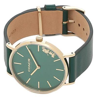 Coach Green Dial Green Leather Strap Watch for Women - 14503383