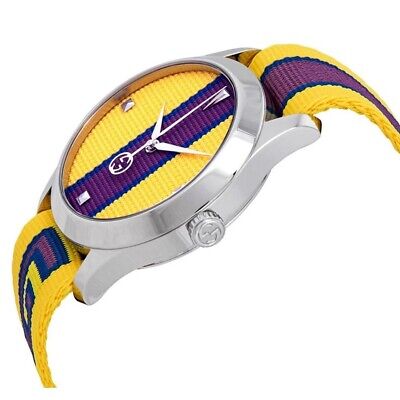 Gucci G Timeless Quartz Yellow & Purple Dial Yellow & Purple NATO Strap Watch For Men - YA1264069