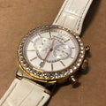 Swarovski Citra Sphere Chrono White Dial White Leather Strap Watch for Women - 5080602