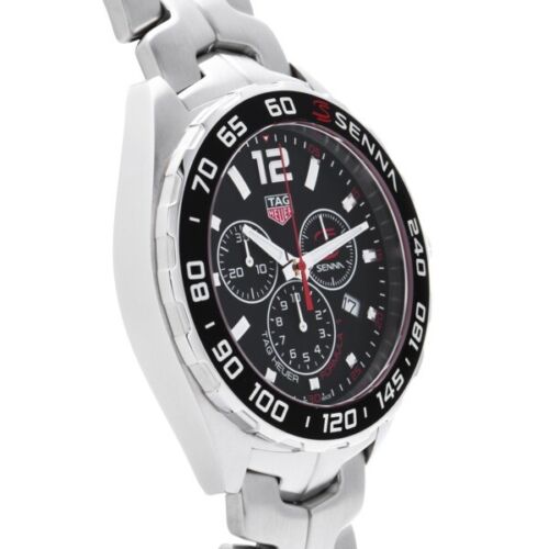 Tag Heuer Senna Chronograph Special Edition Black Dial Silver Steel Strap Watch for Men - CAZ1015.BA0883