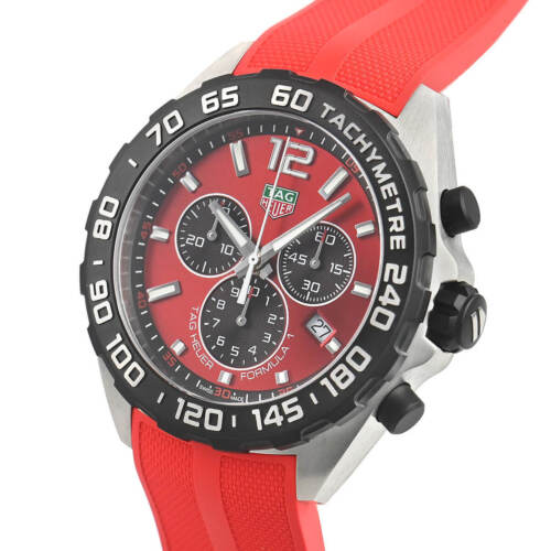 Tag Heuer Formula 1 Chronograph 41mm Red Dial Red Rubber Strap Watch for Men - CAZ101AN.FT8055