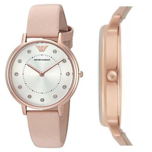 Emporio Armani Kappa White Dial Beige Leather Strap Watch For Women - AR2510