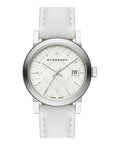 Burberry The City White Dial White Leather Strap Watch for Women - BU9128