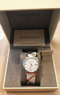 Burberry The City White Dial Beige Leather Strap Watch for Women - BU9113