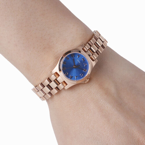 Marc Jacobs Henry Dinky Blue Dial Rose Gold Stainless Steel Strap Watch for Women - MBM3204