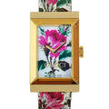 Gucci G-Frame Floral Ivory Dial White Leather Strap Watch For Women - YA147406