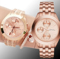 Marc Jacobs Peeker Chronograph Rose Gold Dial Stainless Steel Strap Watch for Women - MBM3394