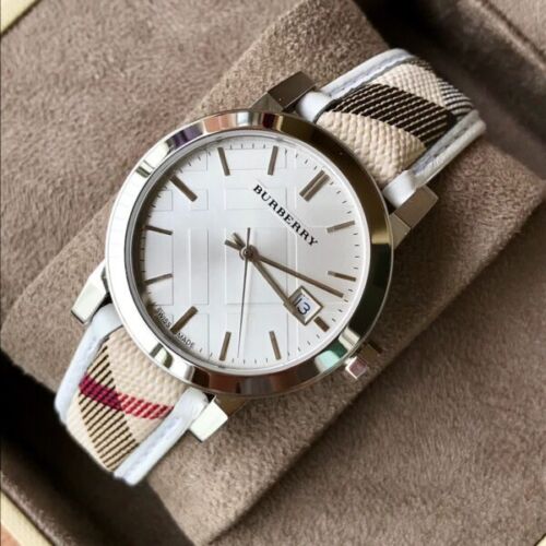 Burberry The City Silver Dial Brown Leather Strap Watch for Women - BU9136