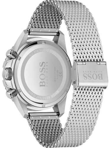 Hugo Boss Admiral Chronograph Green Dial Silver Mesh Bracelet Watch for Men - 1513905