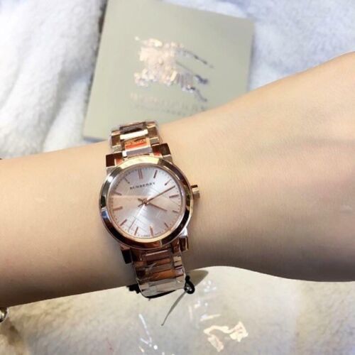 Burberry The City Beige Dial Rose Gold Steel Strap Watch for Women - BU9228