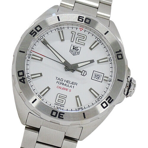 Tag Heuer Formula 1 Calibre 5 Automatic White Dial Silver Steel Strap Watch for Men - WAZ2114.BA0875