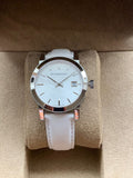 Burberry The City White Dial White Leather Strap Watch for Women - BU9128