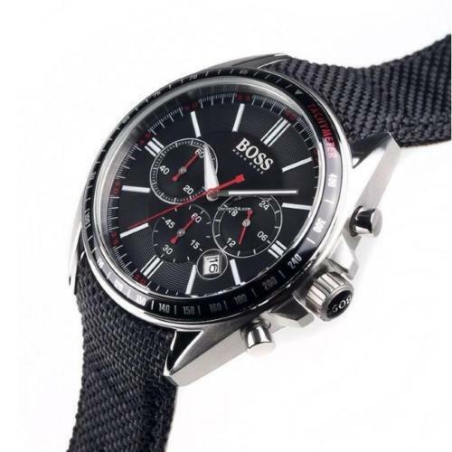 Hugo Boss Driver Black Dial Black Nylon Strap Watch for Men -1513087