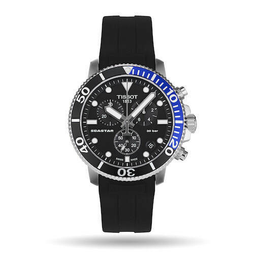 Tissot Seastar 1000 Chronograph Black Dial Black Rubber Strap Watch For Men - T120.417.17.051.02