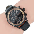 Hugo Boss Grand Prix Chronograph Black Dial Black Leather Strap Watch for Men - 1513550