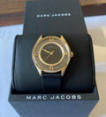 Marc Jacobs Tether Black Dial Black Leather Strap Watch for Women - MBM1376