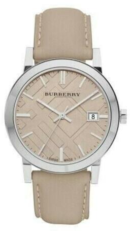 Burberry The City Silver Dial Beige Leather Strap Unisex Watch - BU9010