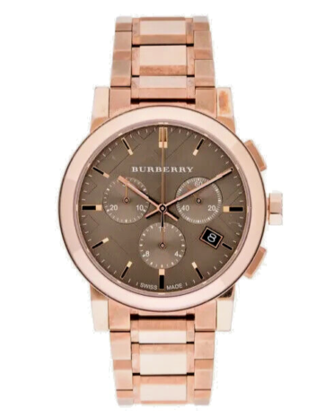 Burberry The City Grey Dial Rose Gold Steel Strap Unisex Watch - BU9754