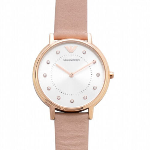 Emporio Armani Kappa White Dial Beige Leather Strap Watch For Women - AR2510