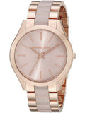 Michael Kors Slim Runway Rose Gold Dial Two Tone Steel Strap Watch for Women - MK4294