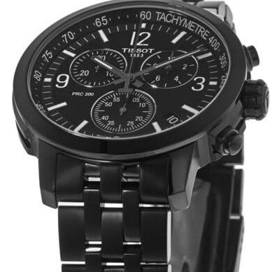 Tissot PRC 200 Chronograph Black Dial Black Steel Strap Watch For Men - T114.417.33.057.00