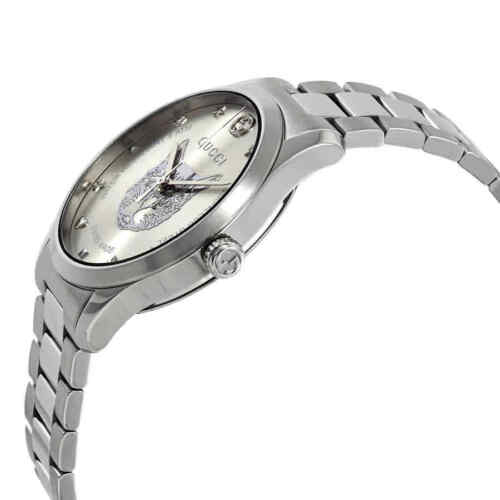 Gucci G Timeless Feline Silver Dial Silver Steel Strap Watch For Women - YA1264095