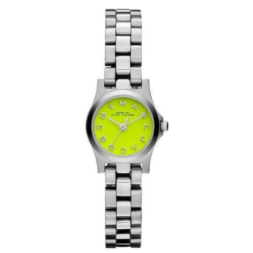 Marc Jacobs Henry Neon Yellow Dial Silver Stainless Steel Strap Watch for Women - MBM3201