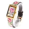 Gucci G-Frame Floral Ivory Dial White Leather Strap Watch For Women - YA147406
