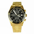 Emporio Armani Chronograph Black Dial Gold Steel Strap Watch For Men - AR5857