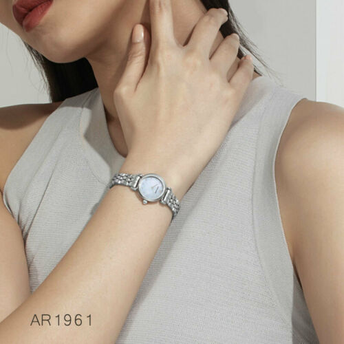 Emporio Armani Gianni T Bar Blue Dial Silver Steel Strap Watch For Women - AR1961