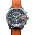 Diesel Mega Chief Quartz Chronograph Brown Leather Watch For Men - DZ4343